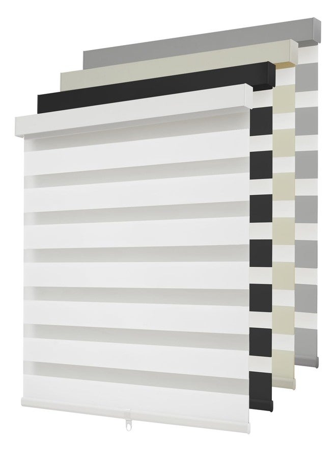 Dephora Cordless Zebra Blinds for Windows,Free-Stop Roller Zebra Shades,Light Filtering Blinds for Indoor windows with Upgraded Cassette,Pull Down Privacy Window Shades for Home (34" W x 72" H, White) - Image 1